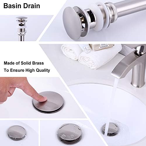 Bathroom Faucet Vessel Sink Pop Up Drain Stopper with Overflow Brushed Nickel