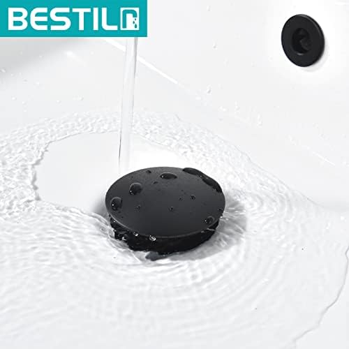 BESTILL Bathroom Sink Drain Stopper Matte Black