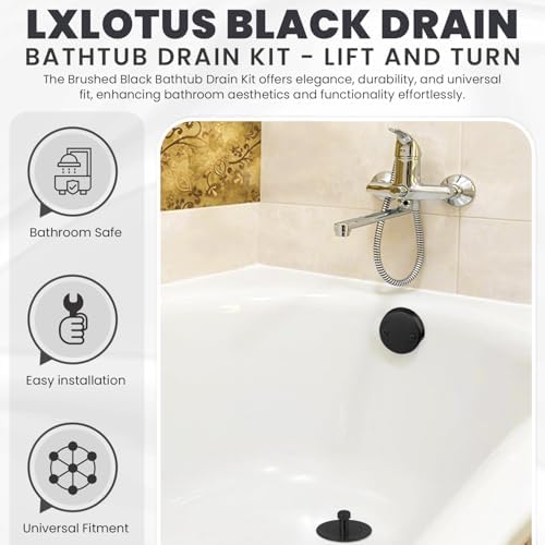 Upgrade your bathtub with the LXLOTUS Drain Kit matte black universal fit