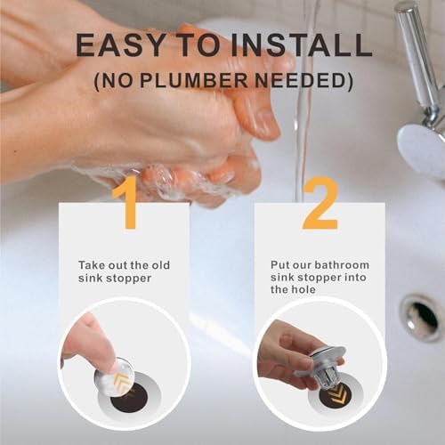 Chrome bathroom sink drain stopper 11-15 in universal fit
