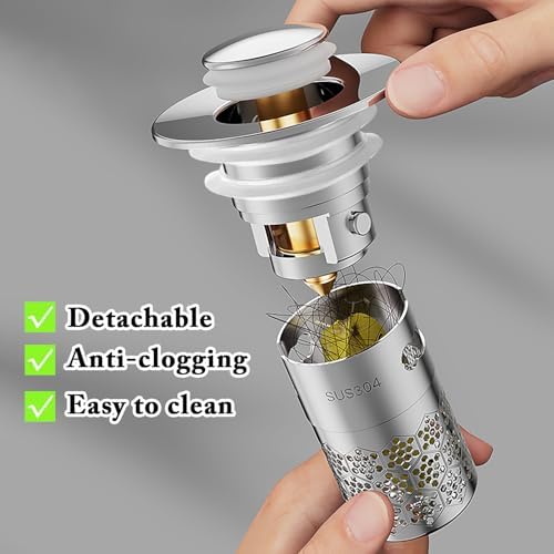 ABDZTY 2-Piece bathroom sink drain strainer stopper basket 11-142-inch compatible