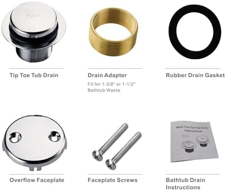 Chrome bathtub drain kit - Overflow faceplate with two holes