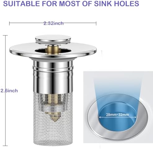 Bathroom Sink Drain Stopper No Tools Required Long-Lasting Clog-Free Design