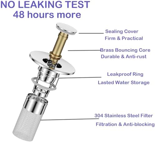 Bathroom Sink Drain Stopper No Tools Required Long-Lasting Clog-Free Design