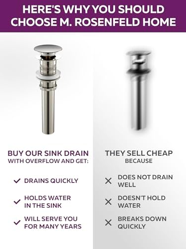 E Smooth Luxury Brushed Nickel Sink Drain with Anti-Leakage Push Button