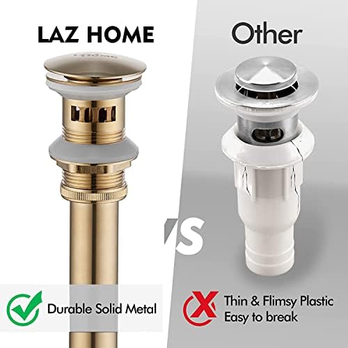Bathroom Sink Drain with Detachable Strainer Basket Anti-Clog_drain Stopper Brushed Gold