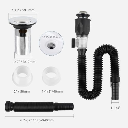 Bathroom Sink Drain Kit with P-Trap Pop Up Drain Stopper