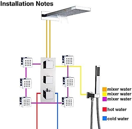 Wall-Mounted LED Rain Shower System with Massage Sprays and Handheld Shower