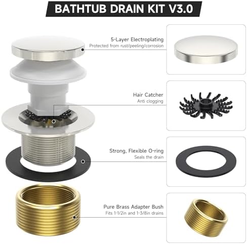 Homeslea Bathtub Drain Kit Brushed Nickel