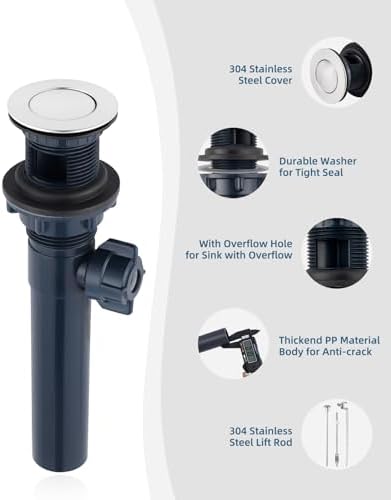 Vessel Sink Drain with Overflow Leaky-Proof sanitary installation