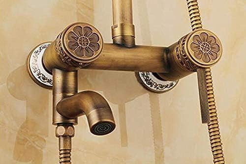 TECKI 8 Inch Round Shower Head with Carved Pattern Handheld Set