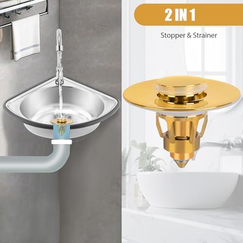 Three Colors 2-in-1 Sink Stopper Gold