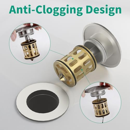 HEROBAIBathroom Sink Drain Stopper Anti-Clogging No Overflow