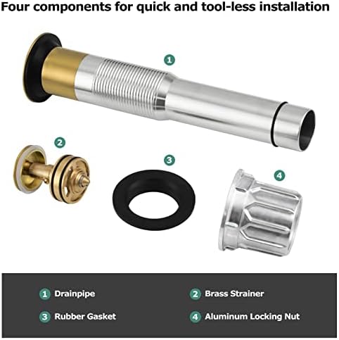 Parlos All Metal Bathroom Sink Drain with Overflow