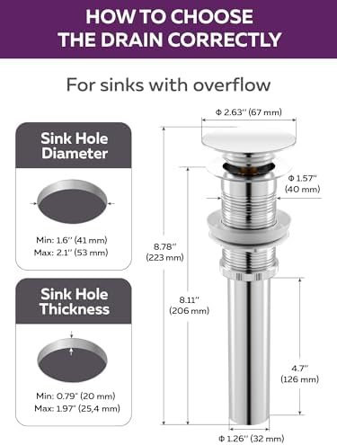 M ROSENFELD HOME 16-19 Chrome Bath Sink Drain No Overflow