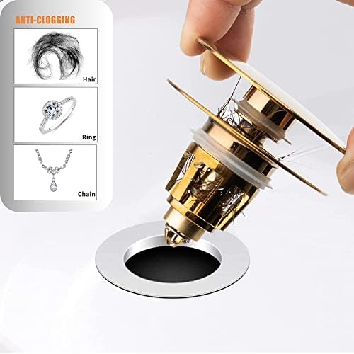 Artiwell Universal Bathroom Sink Drain Stopper - Polished Brass