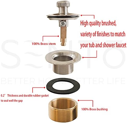 Chrome Lift and Turn Bathtub Drain Stopper Kit with Satin Nickel Finish