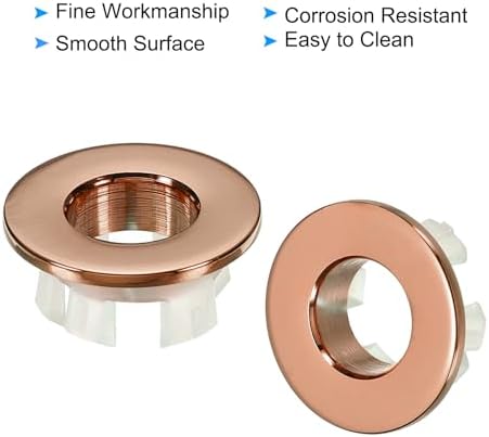 3-Piece Copper Overflow Rings Rose Gold for Bathroom Sink Surrounds