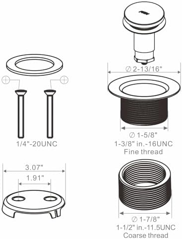 Chrome bathtub drain kit - Overflow faceplate with two holes