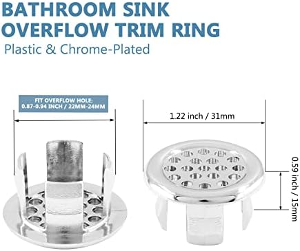 3-Pack Chrome Overflow Sink Drain Caps for Bathroom Basins