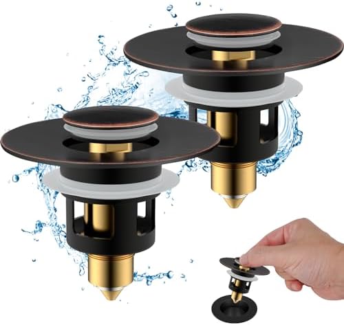 Hibbent 2-Pack All Metal Universal Bathroom Sink Stopper