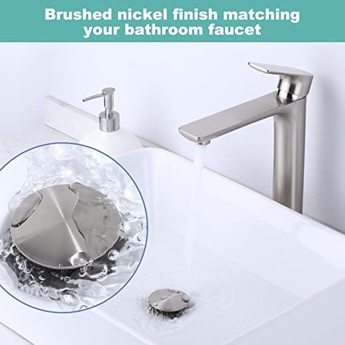 ARCORA 15 Sink Drain Pop Up Stopper No Overflow Brushed Nickel