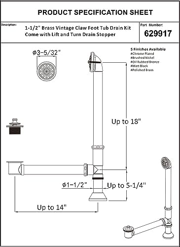 Artiwell Vintage claw foot Tub Drain Kit