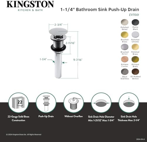 Reliable 2-Inch Brass Sink Drain with No Overflow