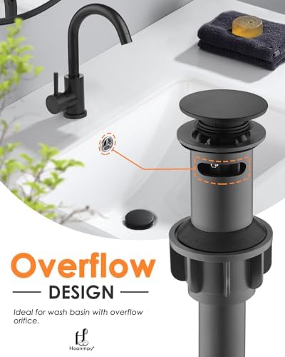 Matte Black Sink Drain Set with Overflow Protection