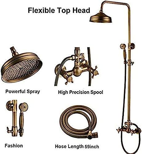 Antique Style Wall-Mounted Shower Faucet with 8-Inch Handles Unique Design