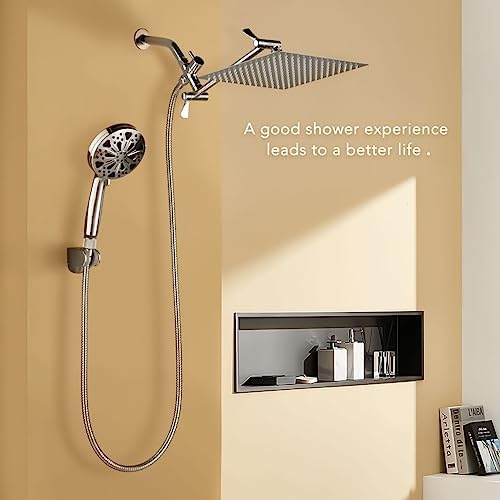 12 Handheld Rainfall Shower Head with High-Pressure 82 Modes
