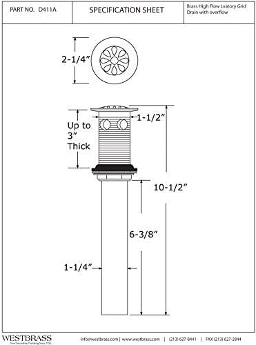 Westbrass D411A-01 Grid Lavatory Drain