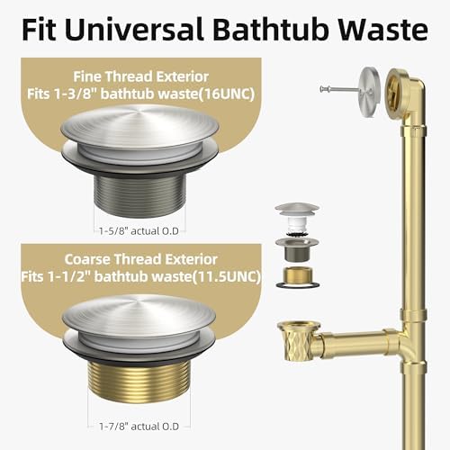 Luxurious Brushed Nickel Tub Drain Kit with Hair Catcher