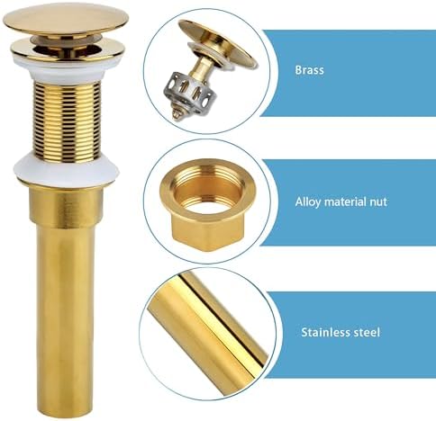 Gold-Plated Anti-Clog Sink Drain No Overflow High-End Bathroom Accessory