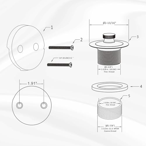 Chrome Bathtub Drain Kit Durable Modern Design Universal Fit