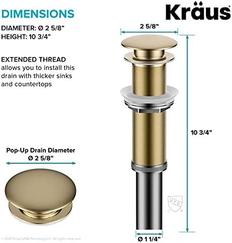 Kraus Enhanced Drain ez installation in brushed gold