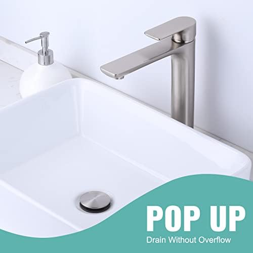 ARCORA 15 Sink Drain Pop Up Stopper No Overflow Brushed Nickel