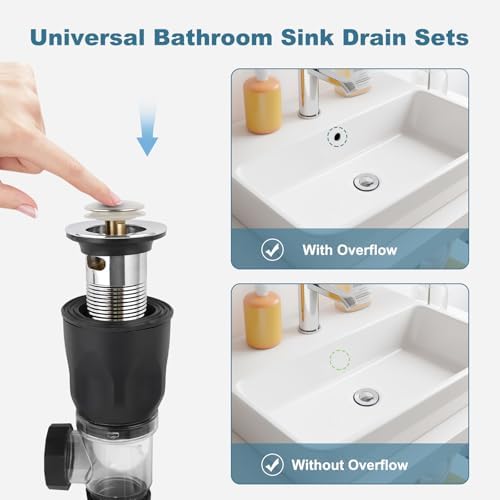 Bathroom Sink Drain Kit with P-Trap Pop Up Drain Stopper
