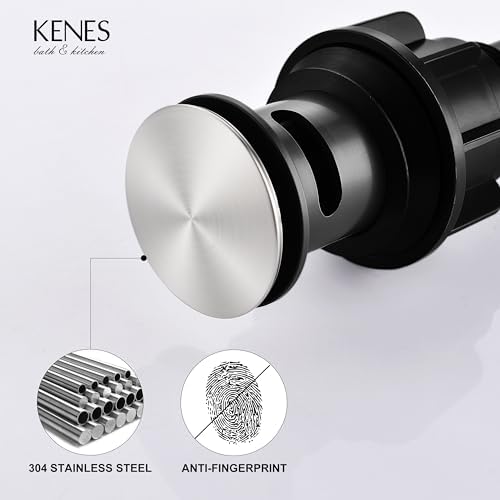 KENES Pop Up Sink Drain Stopper with Overflow Brushed Nickel