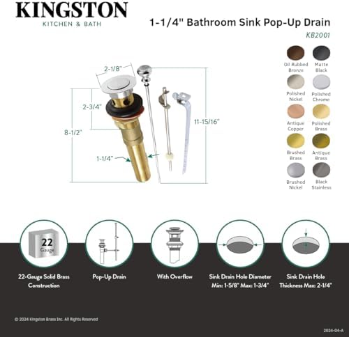 Sleek Matte Black Bath Sink Drain by Kingston Brass