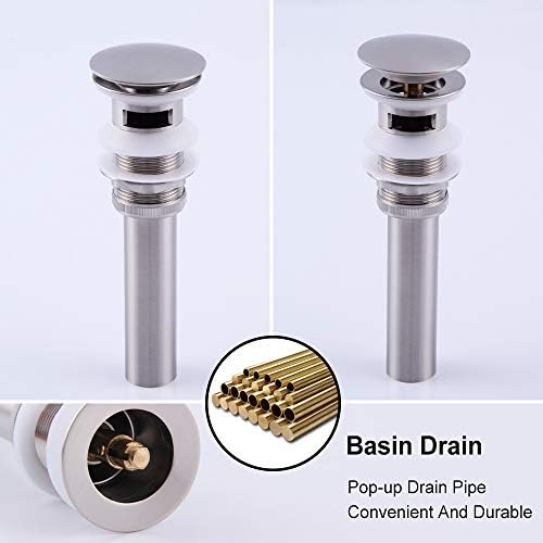 Bathroom Faucet Vessel Sink Pop Up Drain Stopper with Overflow Brushed Nickel