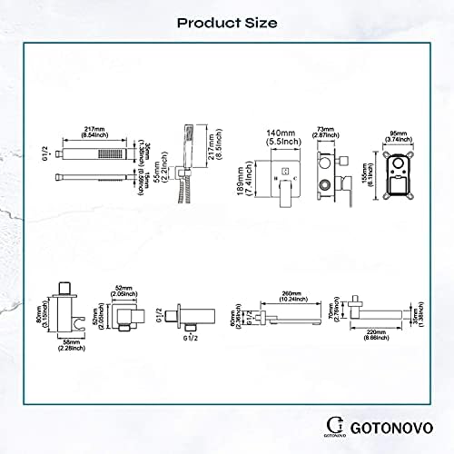 Sturdy 12 Square Ceiling Mount Shower Faucet with Dual Modes