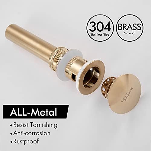 Bathroom Sink Drain with Detachable Strainer Basket Anti-Clog_drain Stopper Brushed Gold
