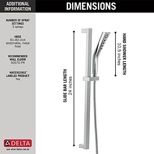 Delta Faucet 3-Spray H2Okinetic Slide Bar Hand Held Shower