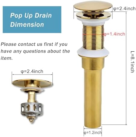 Gold-Plated Anti-Clog Sink Drain No Overflow High-End Bathroom Accessory