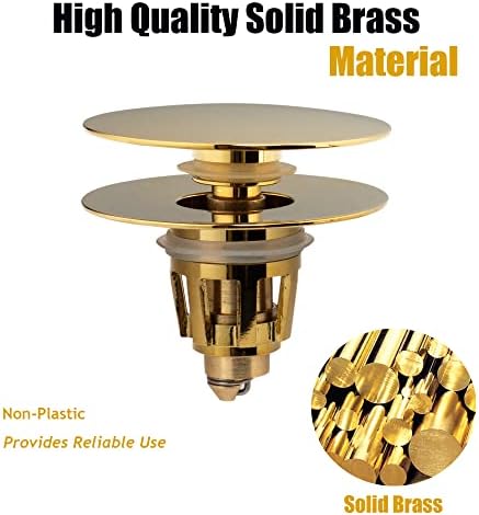 Artiwell Universal Bathroom Sink Drain Stopper - Polished Brass