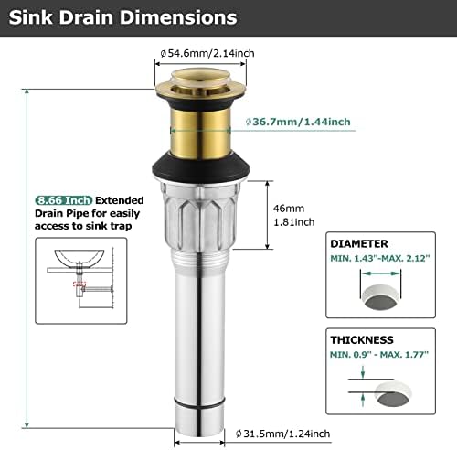 Parlos All Metal Bathroom Sink Drain with Overflow