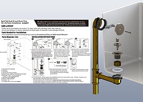 Artiwell Push Lock Tub Trim Set - Brushed Gold