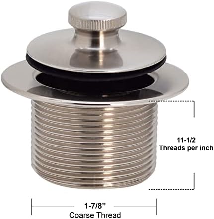 Westbrass1-12 in NPSM Twist Close bathtub drain plug Polished Chrome