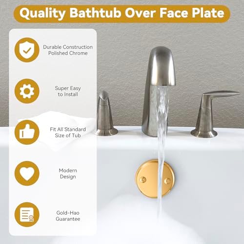 2-Hole Bathtub Overflow Cover Plate with Adapter Brushed Nickel
